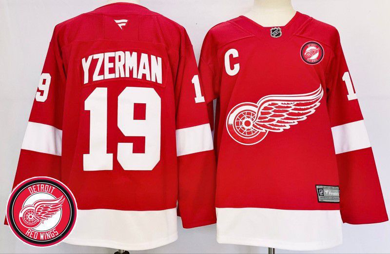 Men Detroit Red Wings #19 Yzerman Red Fanatics 2025 NHL Jersey style 3